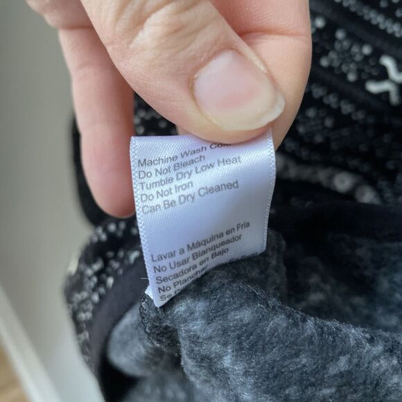 Jachs Cabin Women's‎ Brushed Fleece Pullover Sweater Black Fair Isle Size Large - Picture 6 of 8